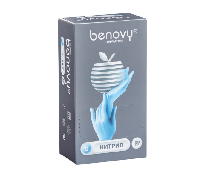 Перчатки BENOVY нестерильные 100 пар/уп. (размер S)